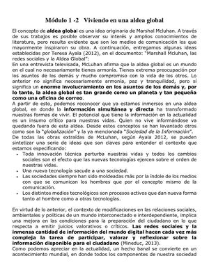 Módulo 1 -2   Viviendo En Una Aldea Global