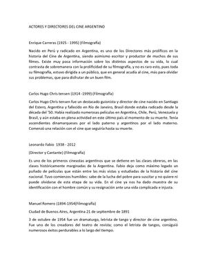 Actores Y Directores Del Cine Argentino