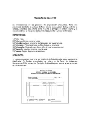 Foliación De Archivos