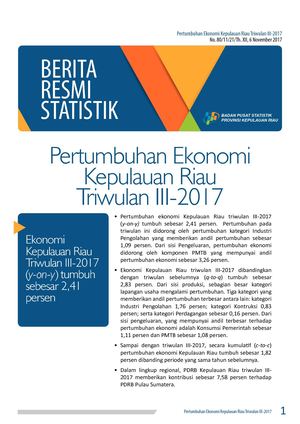 Pertumbuhan Ekonomi Kepri Triwulan III-2017