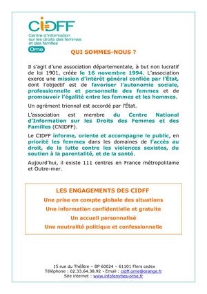 Livret d'accueil du CIDFF Orne