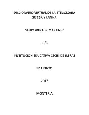 Diccionario Virtual De La Etimologia Griega Y Latina Por Sauly Wilchez