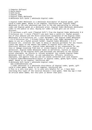 Digital Codes Wholesale