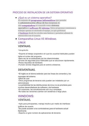 Comparativa Windows Y Linux