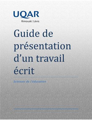 Guide De Présentation Des Travaux Uqar