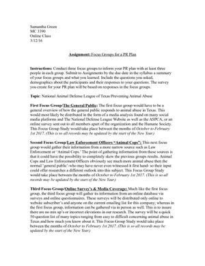 Green S Focus Groups For Pr Plan