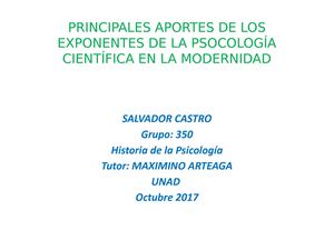 Principales Aportes De Los Exponentes De La Psocología