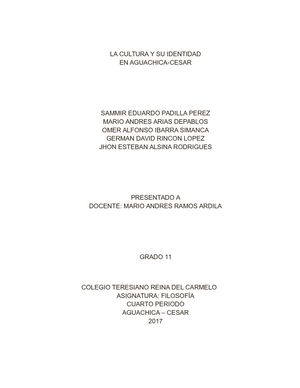 La Cultura Y Su Identidad En Aguachica