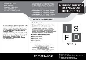 Folleto Informativo ISFD Nº 13