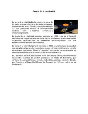 Teoría De La Relatividad