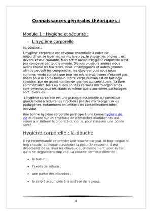 Connaissances Générales Théoriques