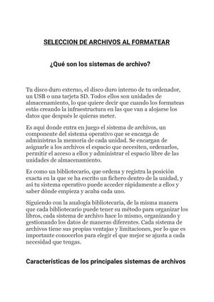 Seleccion De Archivos Al Formatear