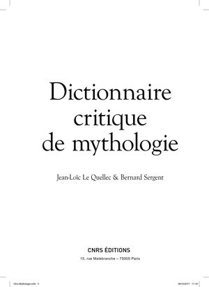 Dictionnaire critique de mythologie