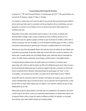 Características Del Grupo De Práctica