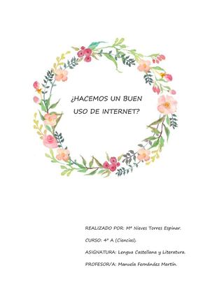 Texto Argumentativo Sobre El Uso De Internet Mª Nieves
