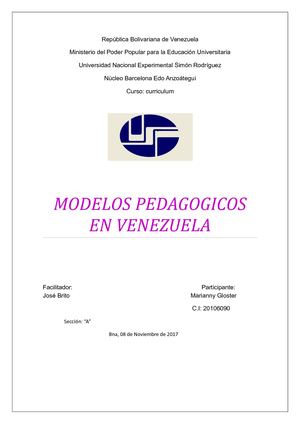 trabajo de la unidad 4 Modelos Pedagogicos