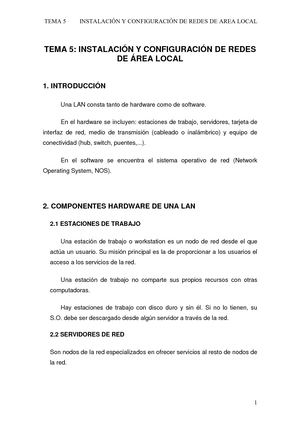 Tema 5 Instalacion Configuracion De Redes Locales