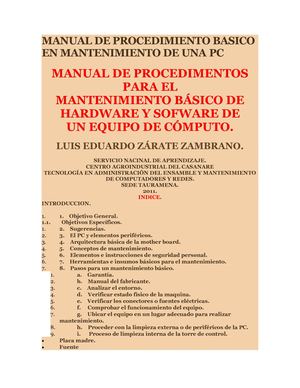 Manual De Procedimiento Basico En Mantenimiento De Una