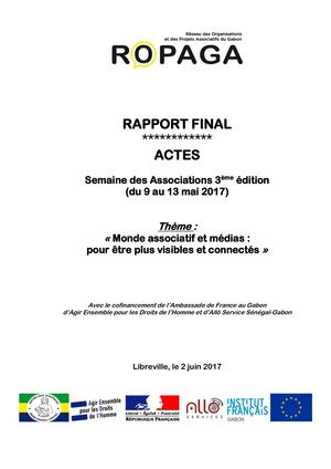 Gabon Rapport 3ème éDition Semaine Associations Mai 2017