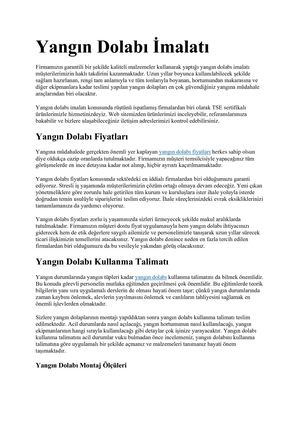 Yangın Dolabı Imalatı