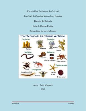 Guía de Campo Digital Sistemática de Invertebrados