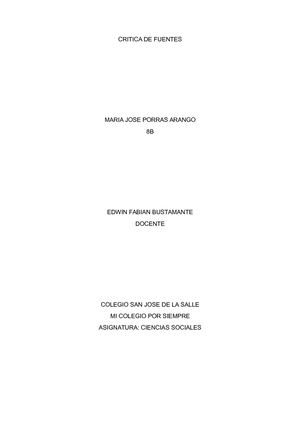 Critica De Fuentes Maria Cuarto Periodo Sociales