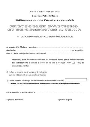 Attestation - protocole sante