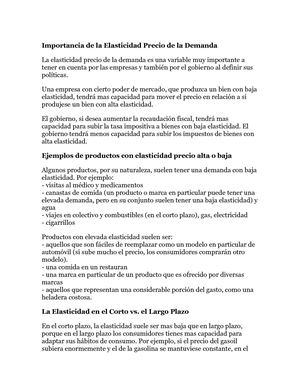 Importancia De La Elasticidad Precio De La Demanda