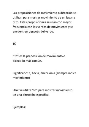 Las Preposiciones De Movimiento