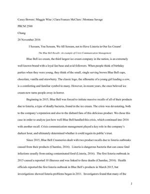 Blue Bell Case Study