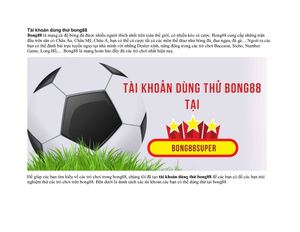 Tai Khoan Dung Thu Bong88