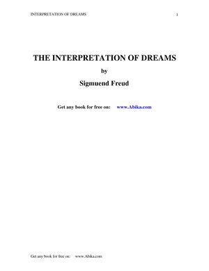 sigmund freud the interpretation of dreams book