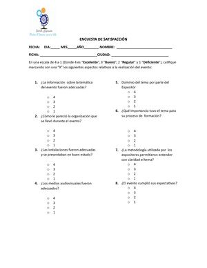 Encuesta De Satisfacción Del Evento