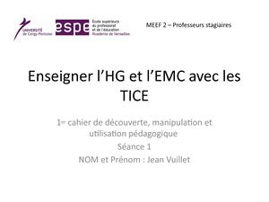 1 Cahier D'activités Tice à Remplir Mettre Son Nom