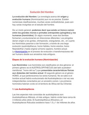Evolución Del Hombre