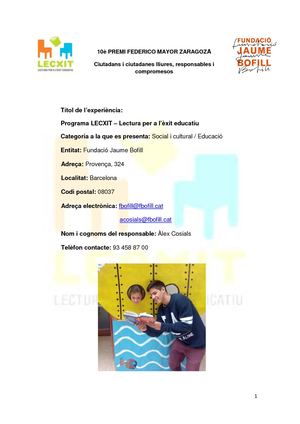 Programa LECXIT – Lectura per a l’èxit educatiu (Fundació Jaume Bofill)