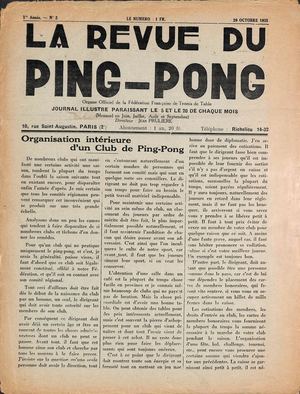 1935 10 2 1ERE ANNEE LA REVUE DU PING PONG