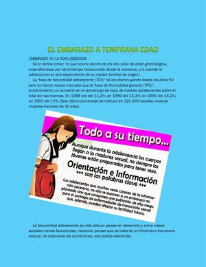 El Embarazo A Temprana Edad