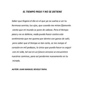 EL TIEMPO PASA Y NO SE DETIENE