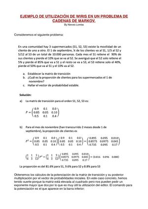 Manual de Wiris CALC para MARKOV