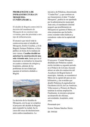 Problemática De Infraestructura En Mosquera Cundinamarca