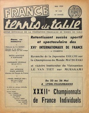 1959 05 135 FRANCE TENNIS DE TABLE