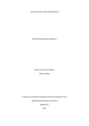Acción De Tutela Y Derecho De Petición