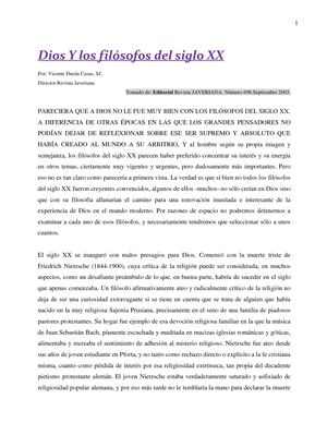 Dios Y Los Filosofos Del Siglo Xx