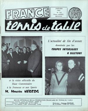 1962 01 162 FRANCE TENNIS DE TABLE