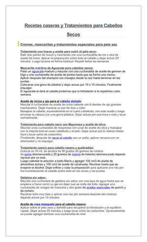 Recetas Caseras Y Tratamientos Para Cabellos Secos
