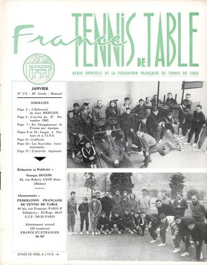1963 01 174 FRANCE TENNIS DE TABLE