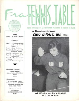 1963 03 176 FRANCE TENNIS DE TABLE