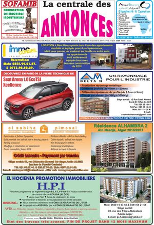 La Centrale des Annonces  N° 1371 Semaine du 24 au 30 Septembre 2017