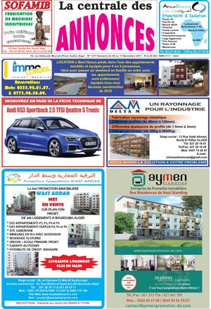 La Centrale des Annonces N° 1377 Semaine du 05 au 11 Novembre 2017